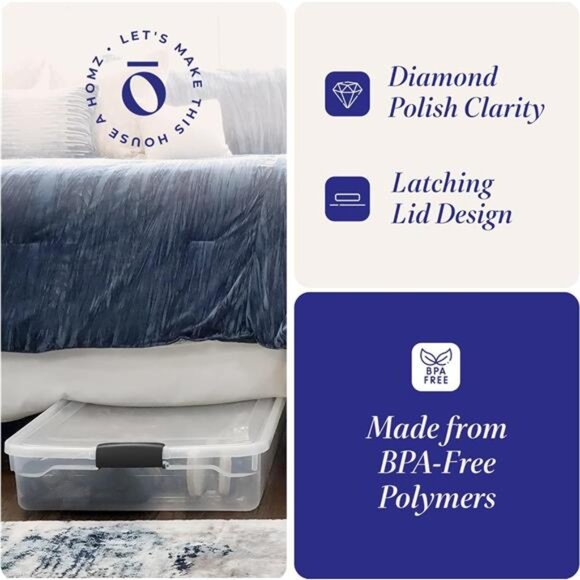 2-Pack Under Bed Storage, Clear Plastic Containers with Lids, 60 Quart Gray - Picture 3 of 7